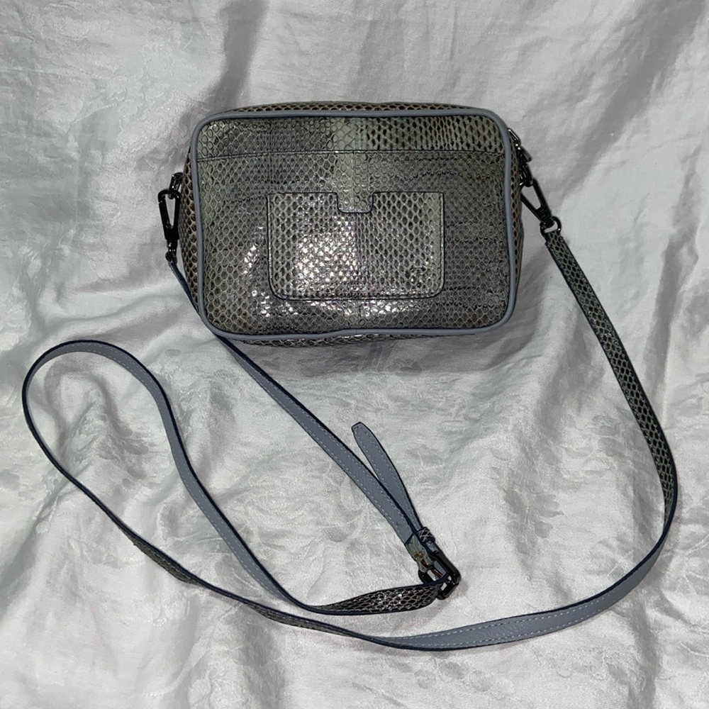 Lije new ALEXANDRA CLANCY Leather snake embossed Crossbody Bag